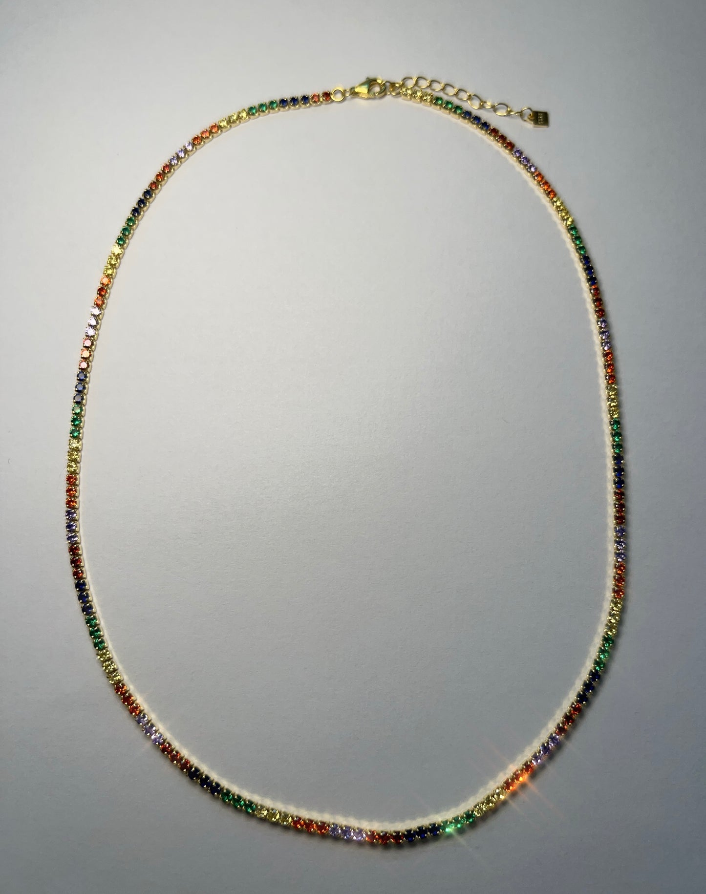 Multicoloured diamanté tennis necklace