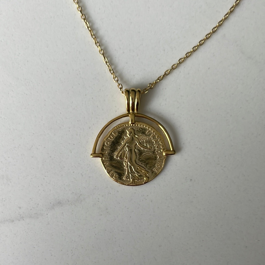 Gold coin necklace 17