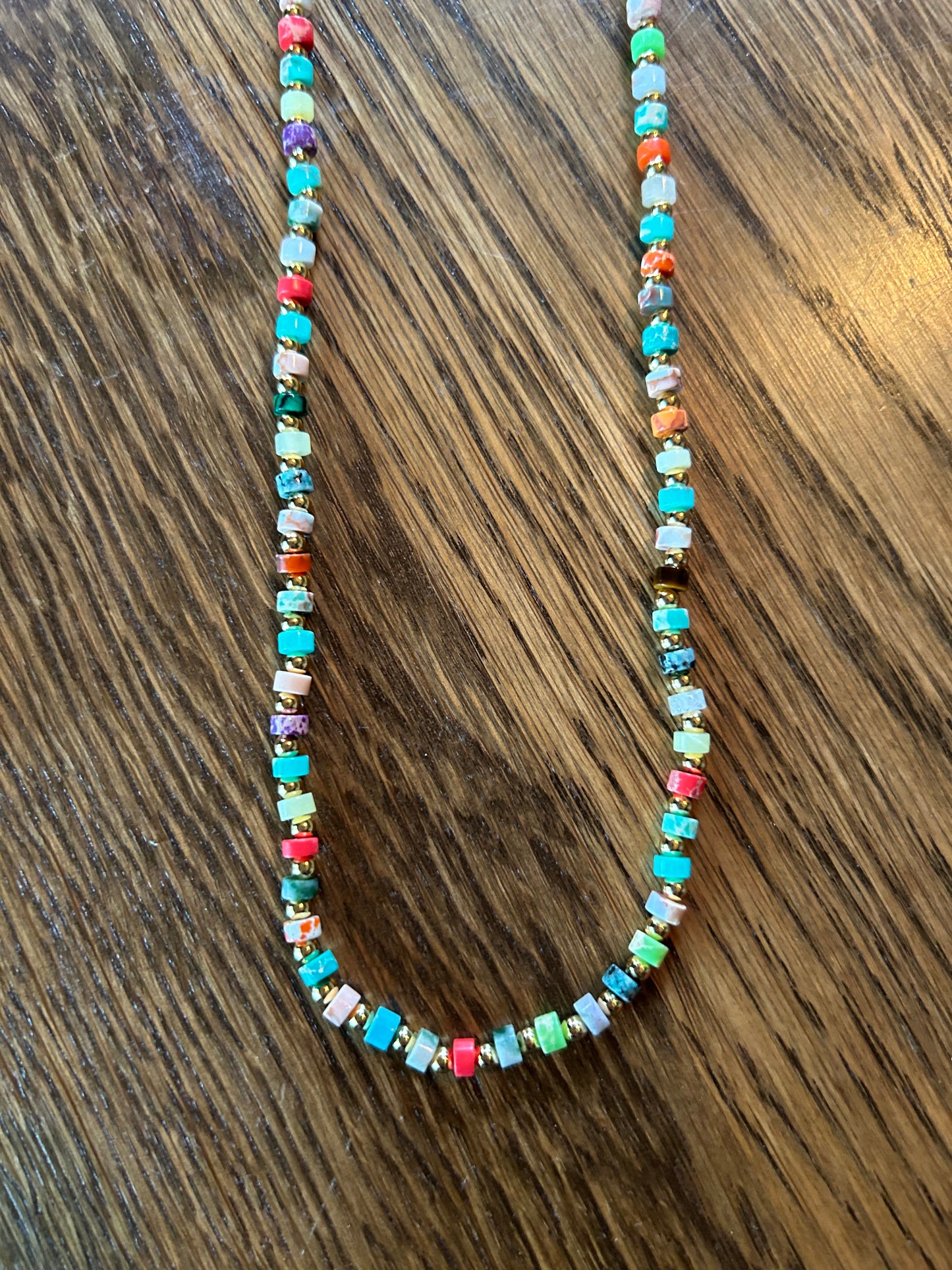 Multicoloured & gold beaded necklace