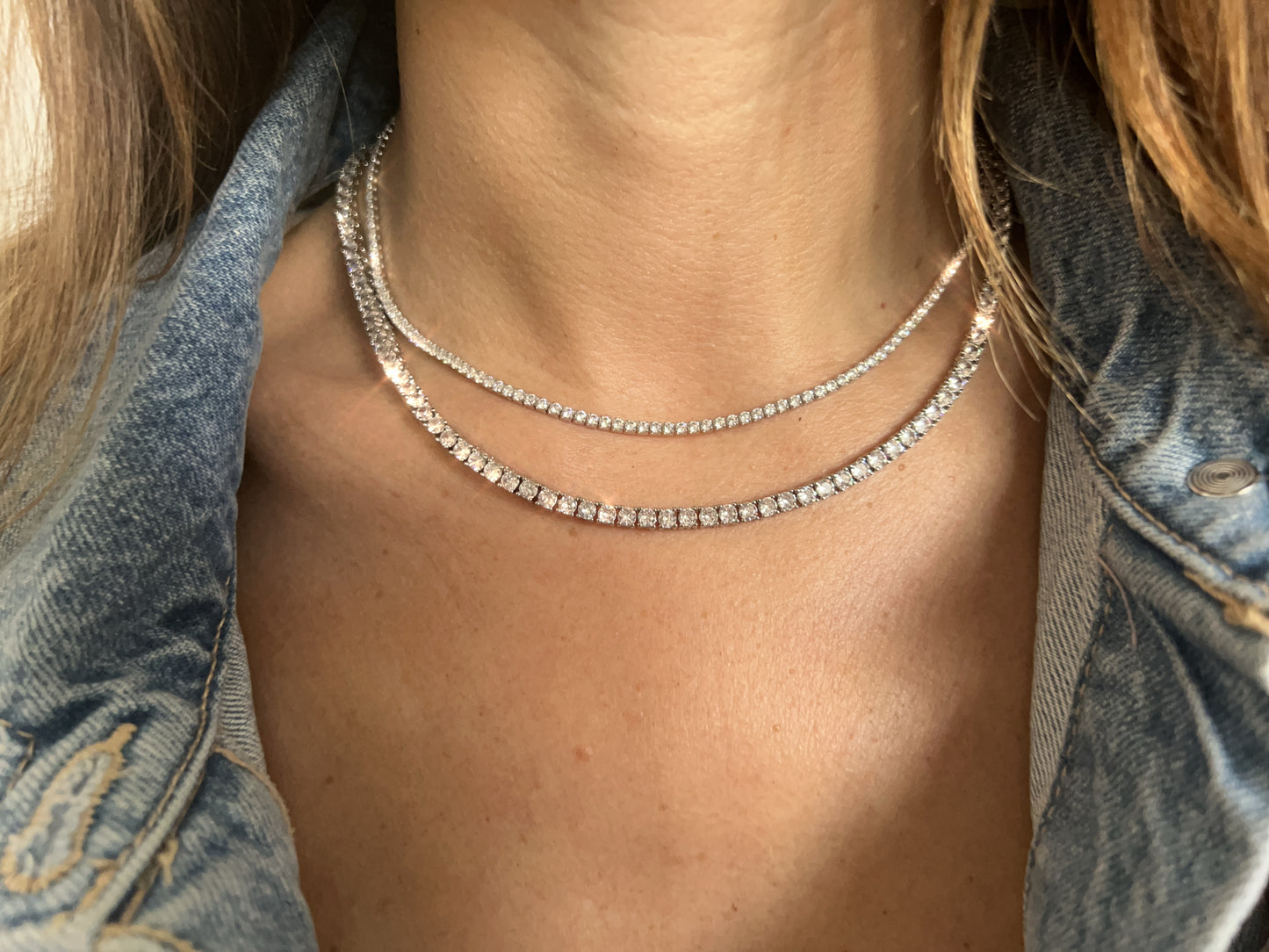 Diamanté sterling silver Tennis Necklace 10