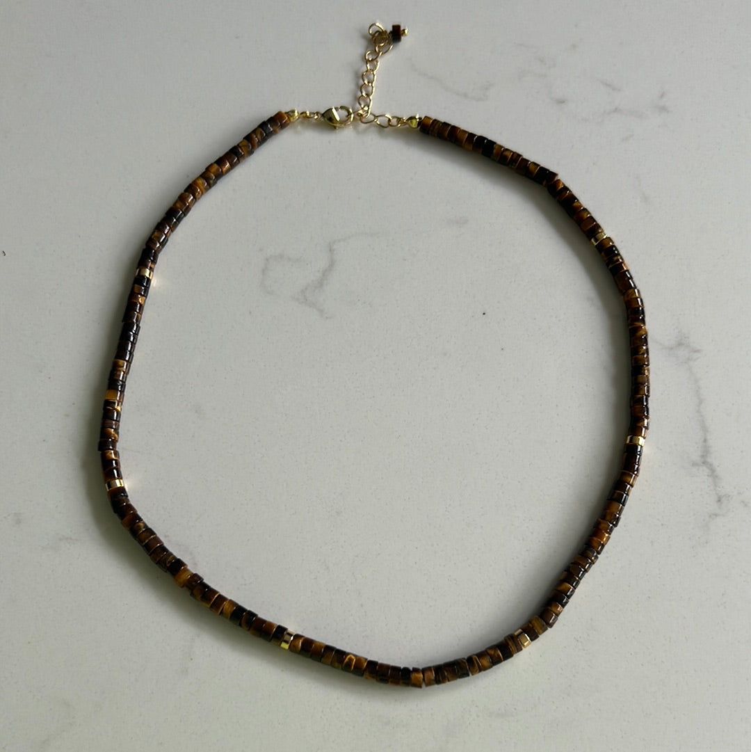 Brown tigers eye beaded necklace 05