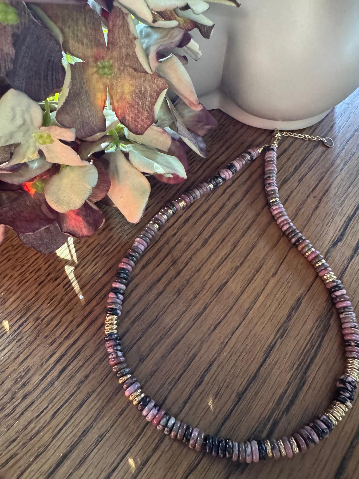 A57 Browns & golds beaded necklace