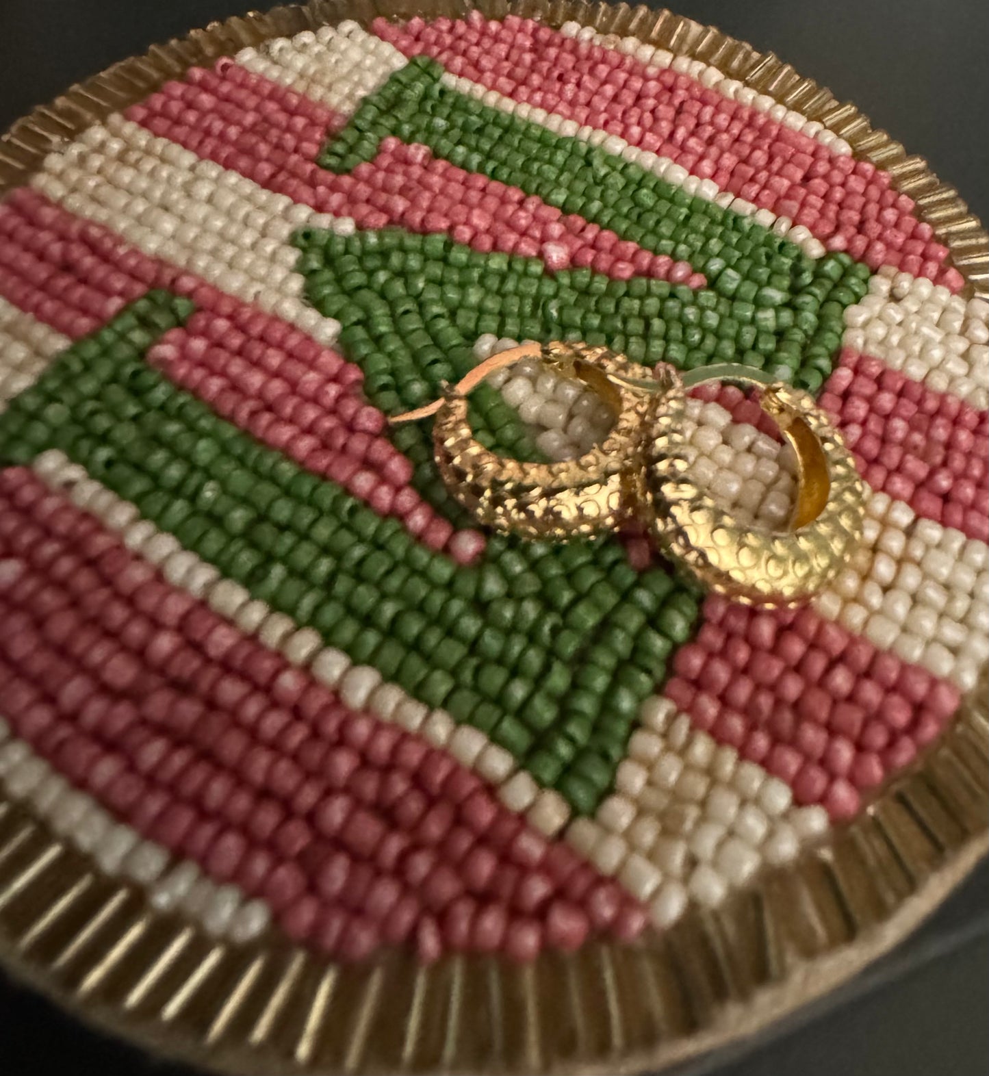 Small gold textured hoops A36