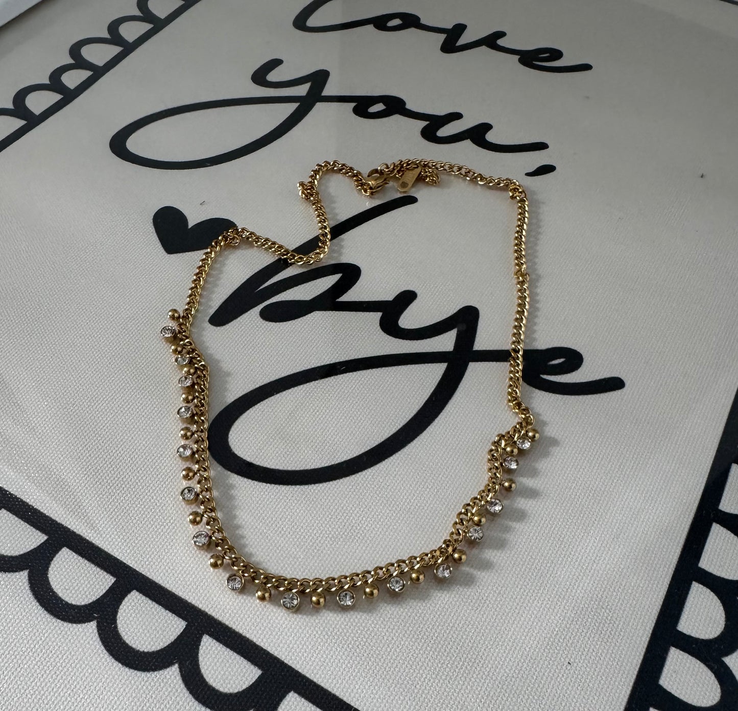 Diamanté drop choker necklace B36