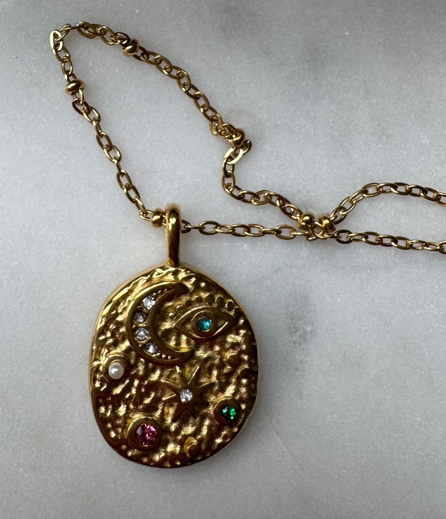 Colourful pendant moon / evil eye A64