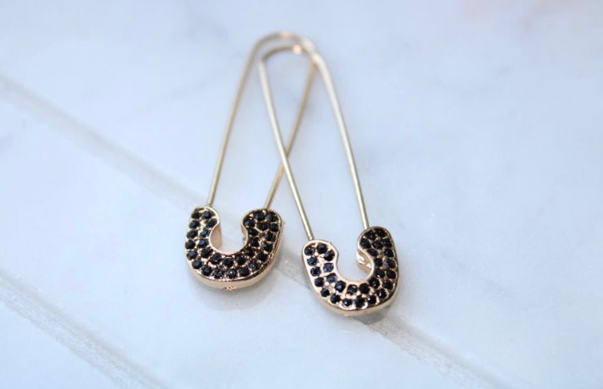 Safety pin statement earrings A16