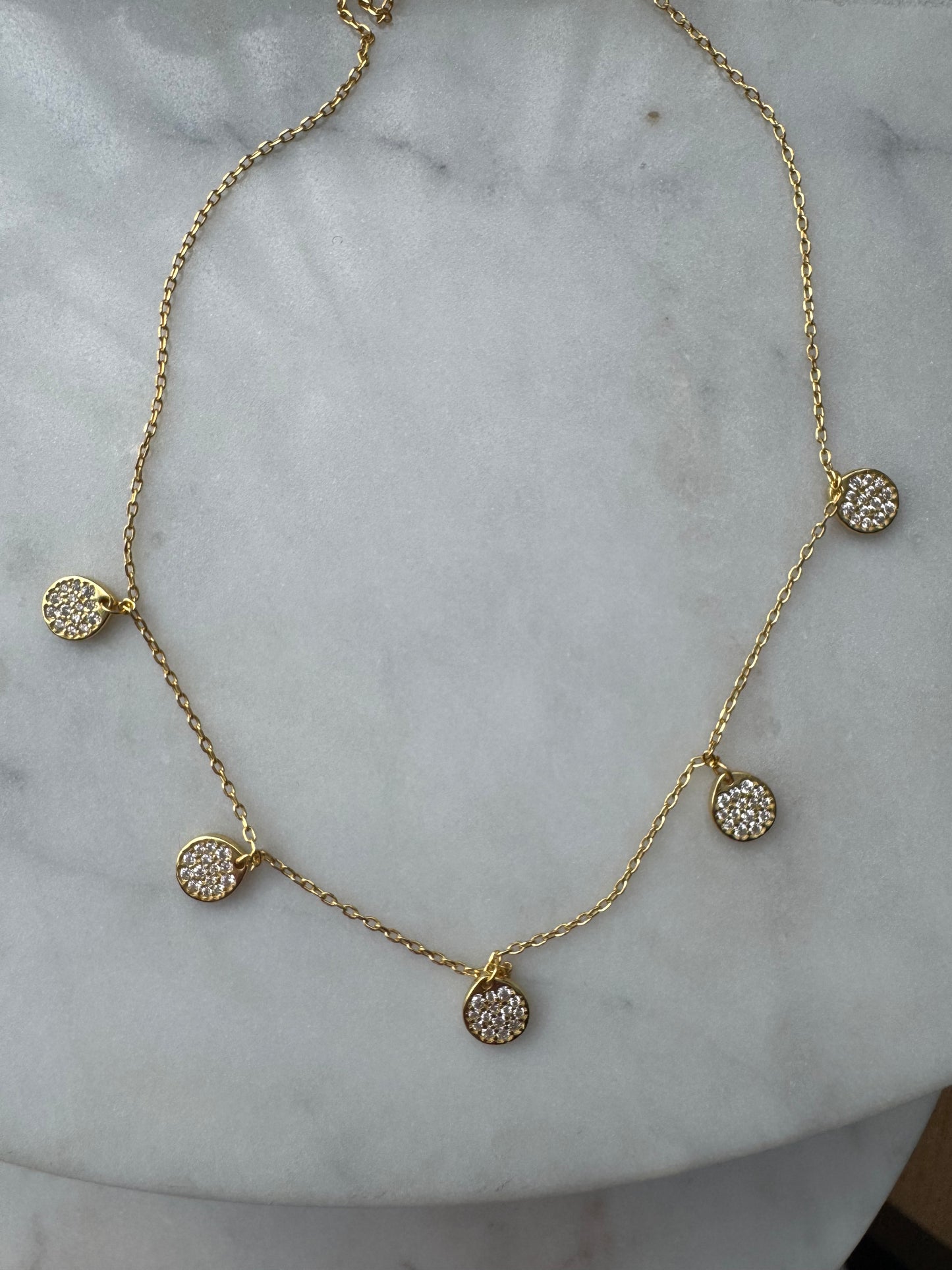 Diamanté gold / silver droplet necklace A71