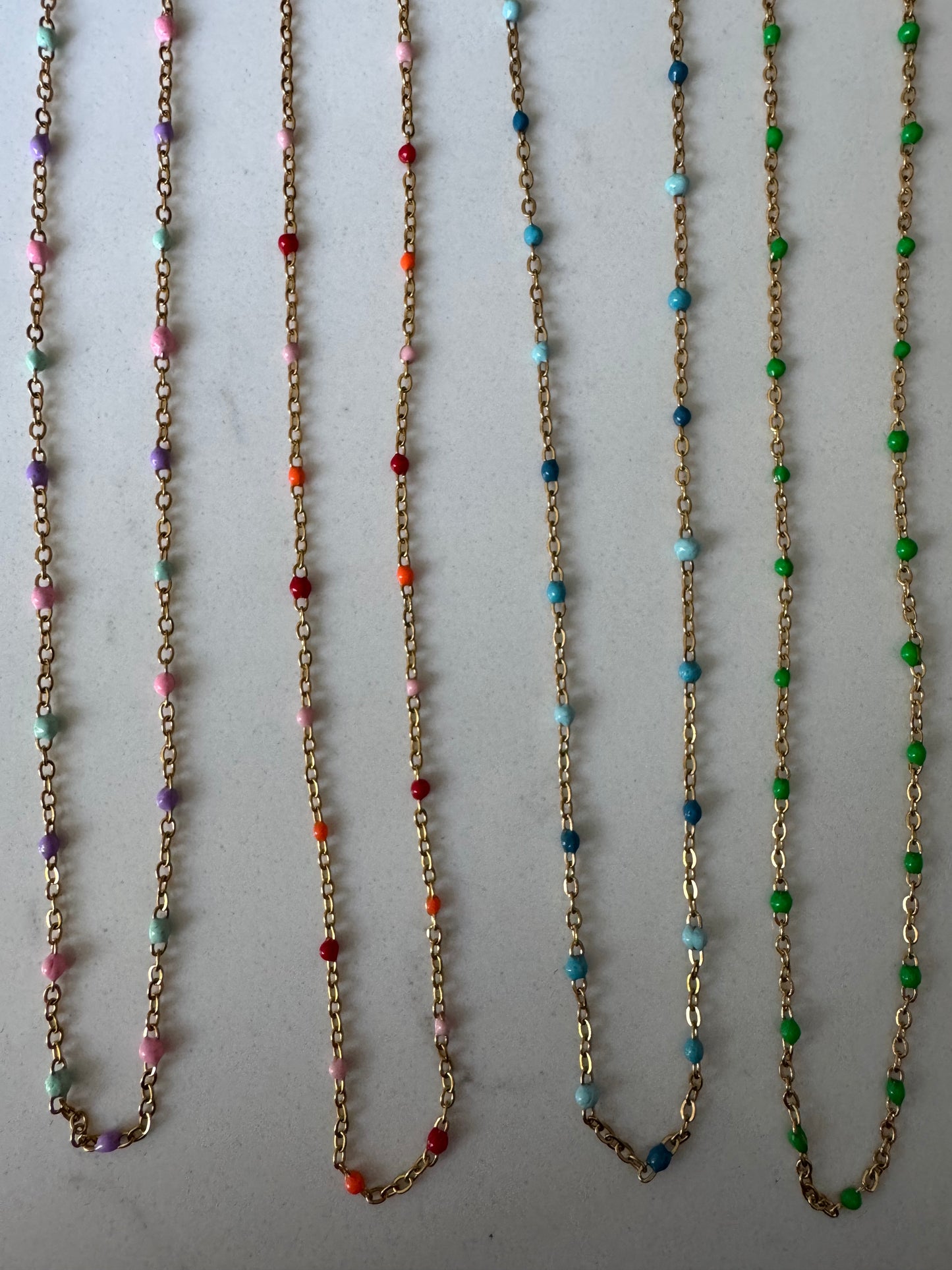 Coloured beaded fine necklaces A54