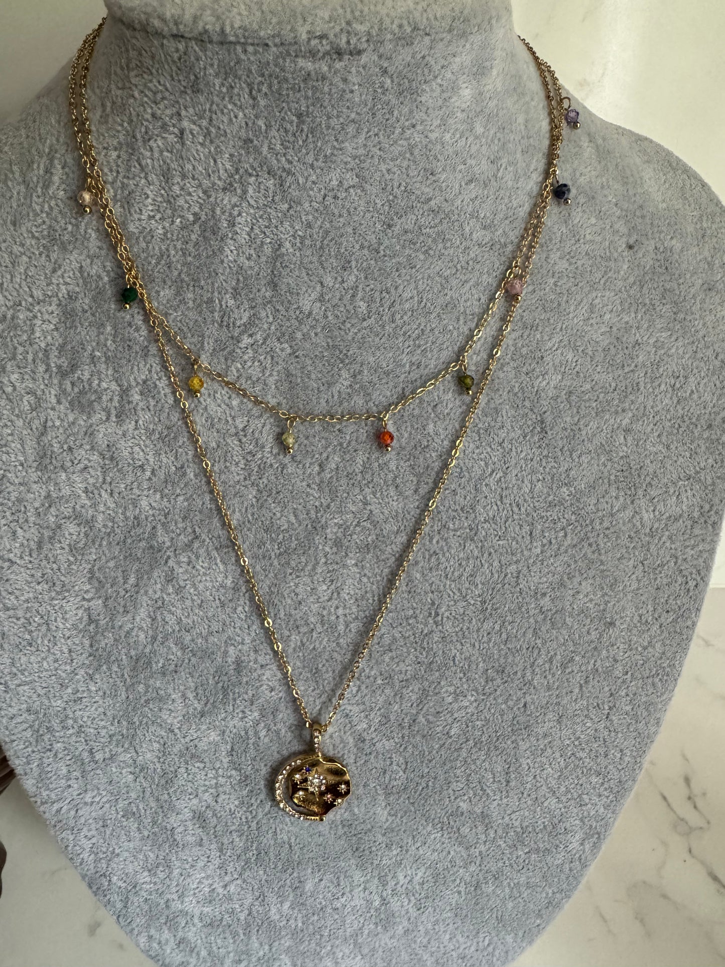 Multicoloured droplet necklace B37