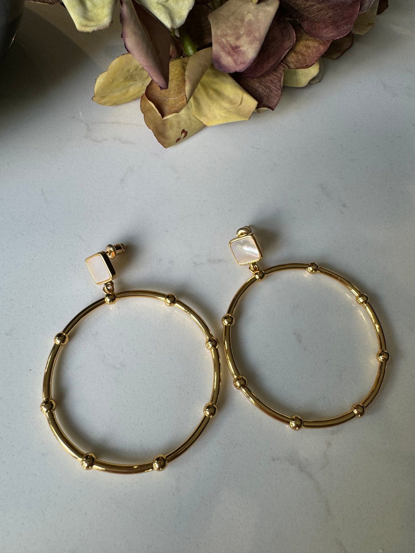 Opal stud hoop 34