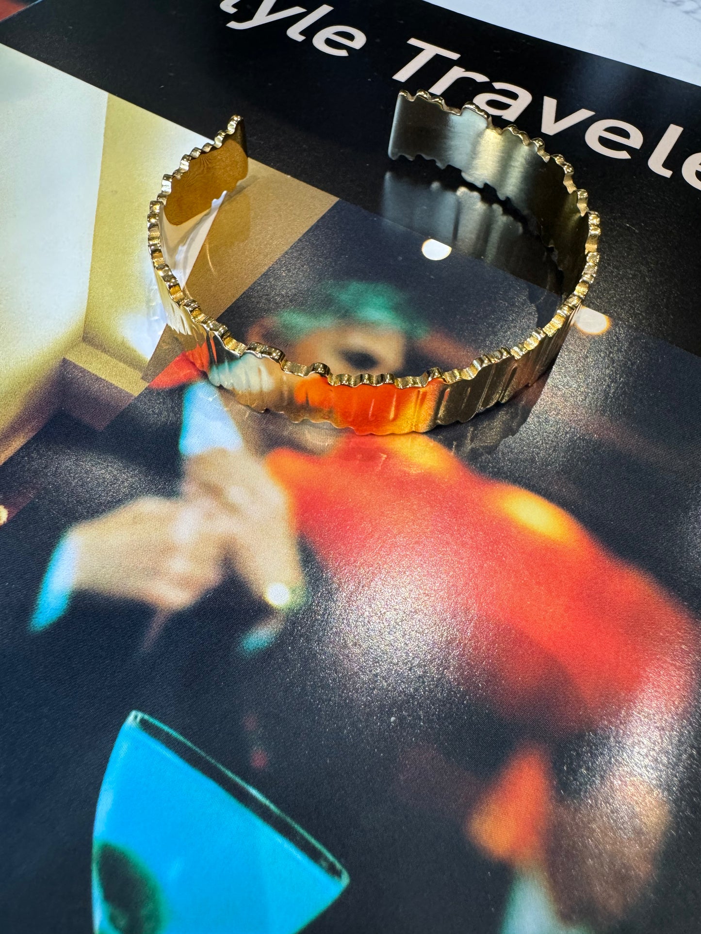 Gold ridged bangle 88