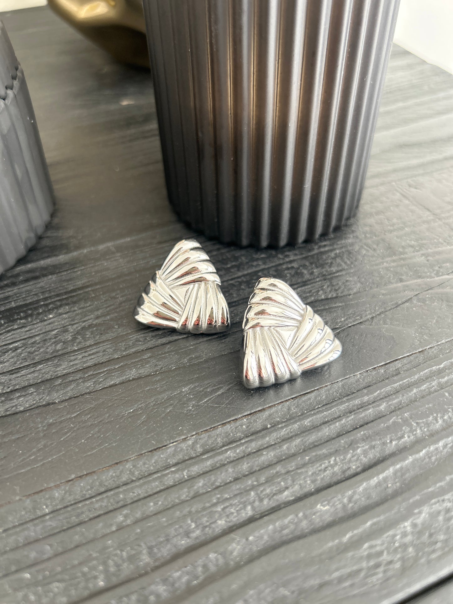 Silver Triangle Statement Earrings A50