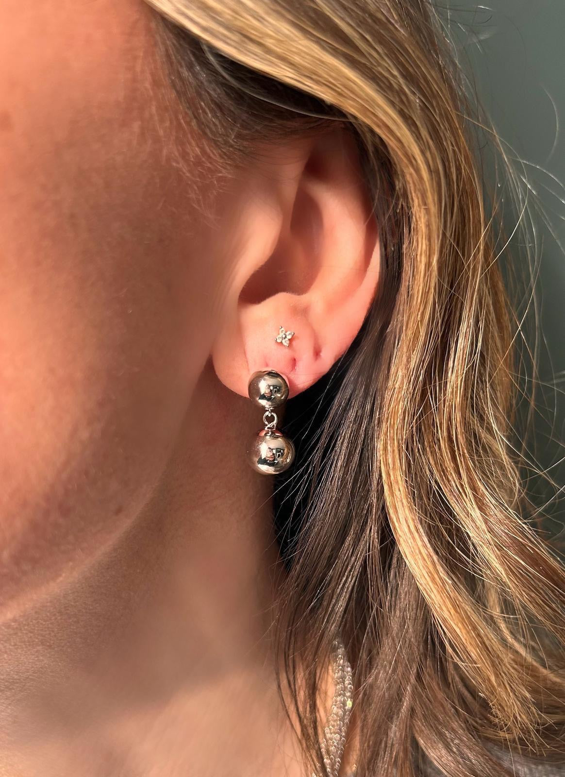 Double ball gold plated stud earring 11