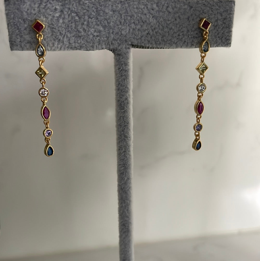Multicoloured diamond drop earring 42