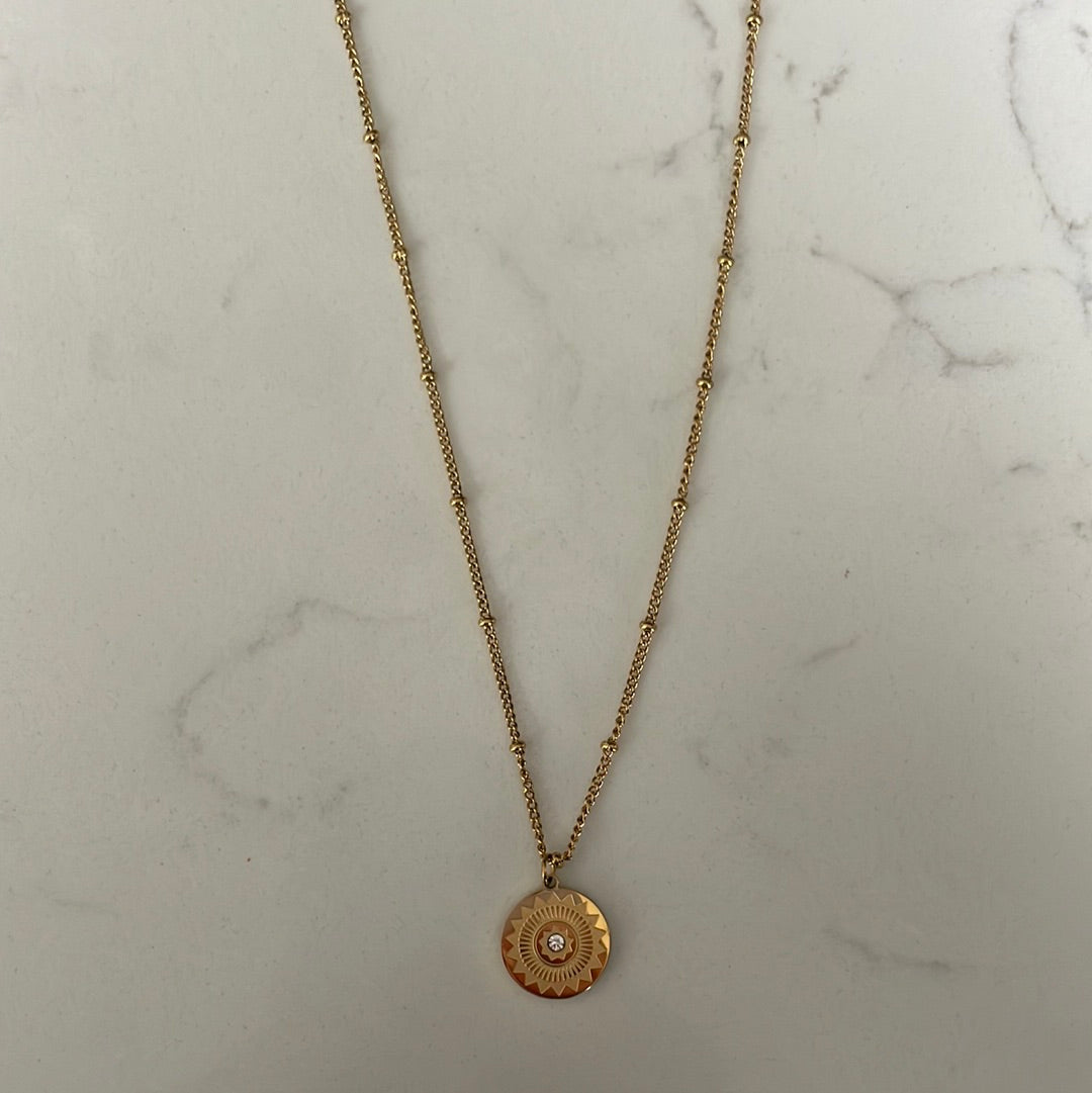 Gold Aztec coin necklace 14
