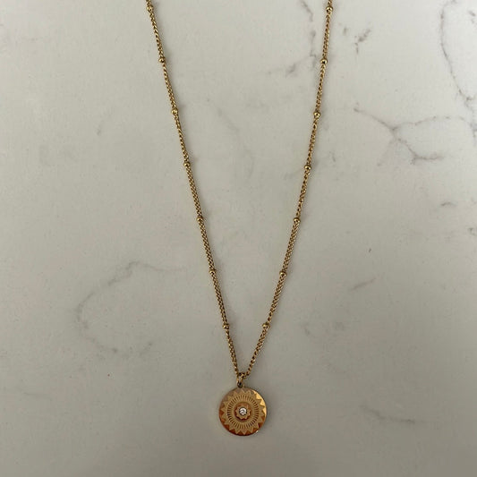 Gold Aztec coin necklace 14