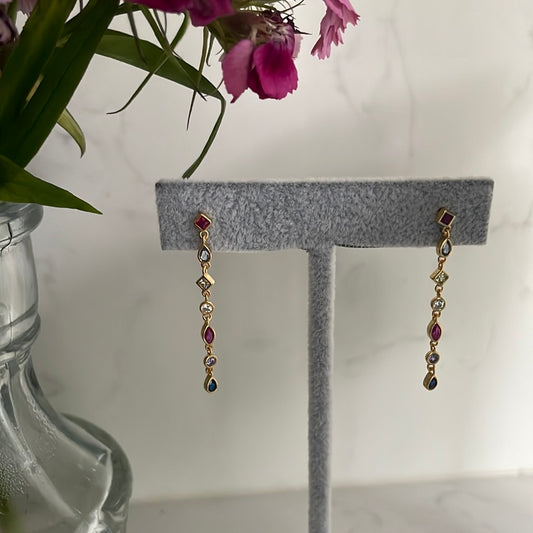 Multicoloured diamond drop earring 42