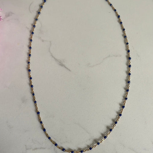 Blue & gold beaded necklace