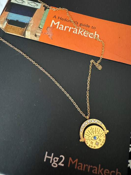 Gold disk evil eye necklace 97