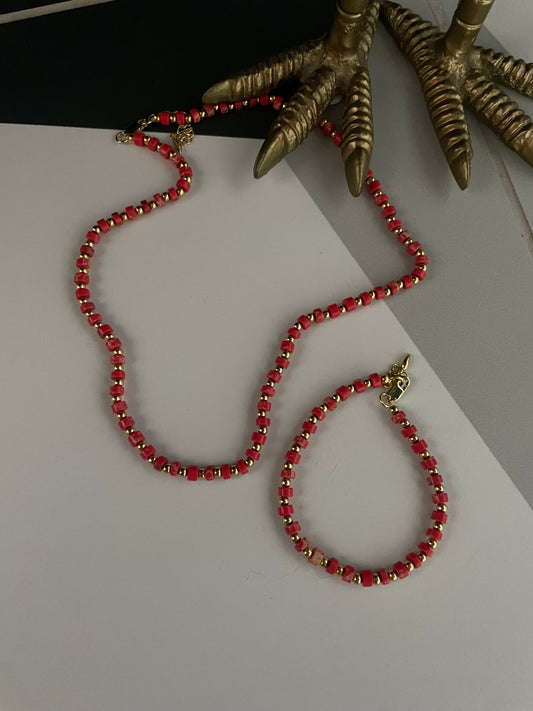 Red gold beaded bracelet A85
