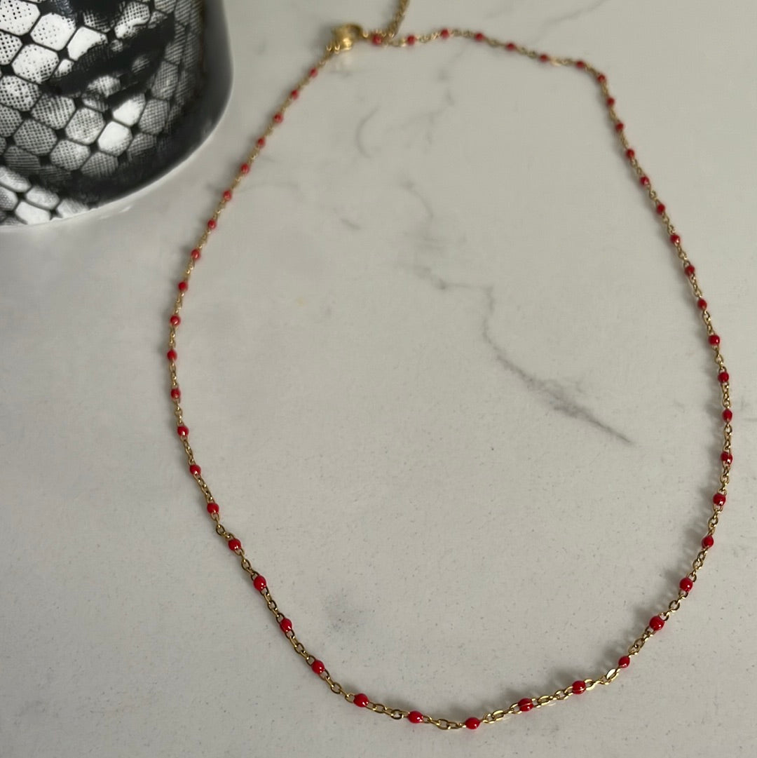 Red & gold beaded necklace
