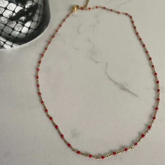 Red & gold beaded necklace