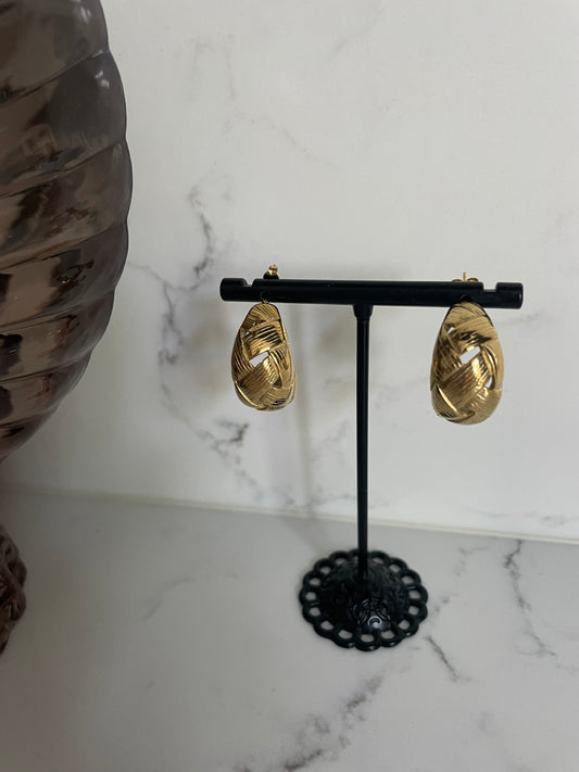 Gold & silver chunky lattice earrings 15