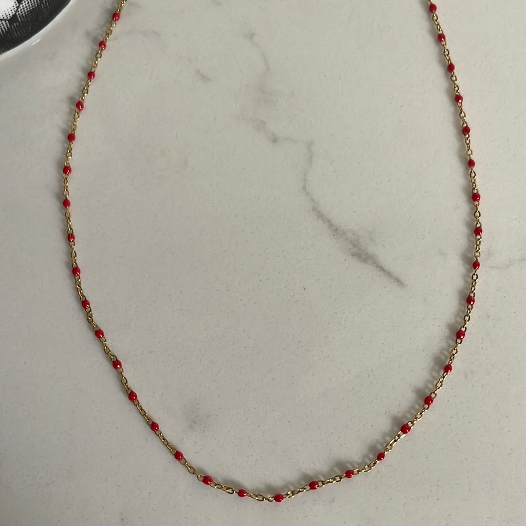 Red & gold beaded necklace