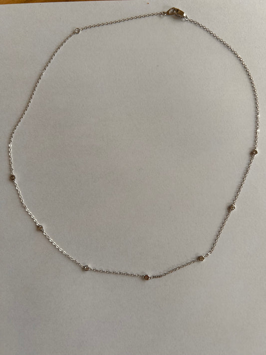 Silver diamanté charm necklace 19
