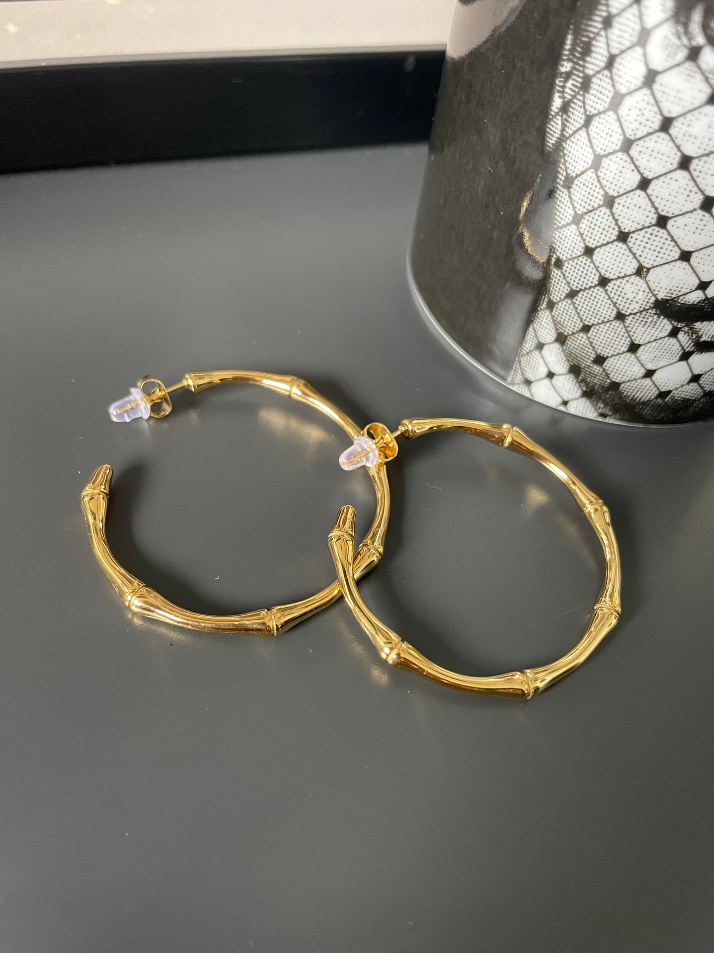 Bamboo gold plated hoop A75