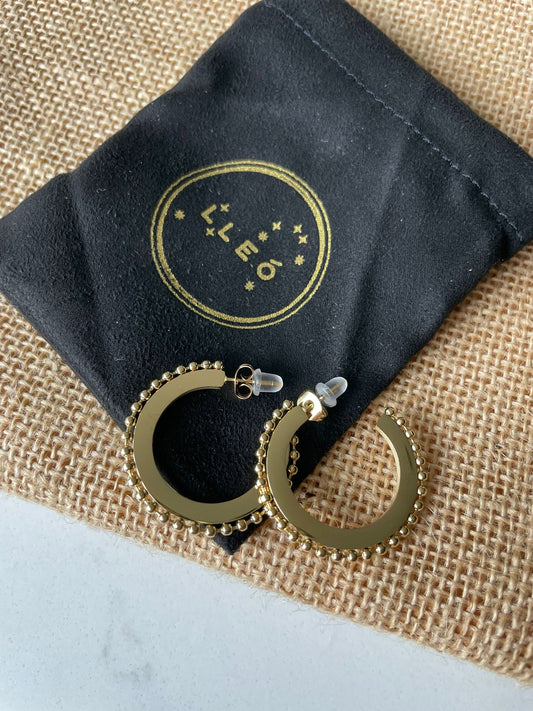 Gold plated studded hoop 24