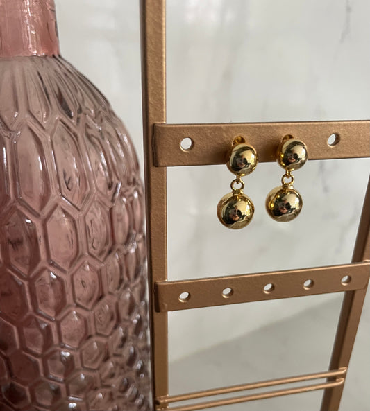 Double ball gold plated stud earring 11