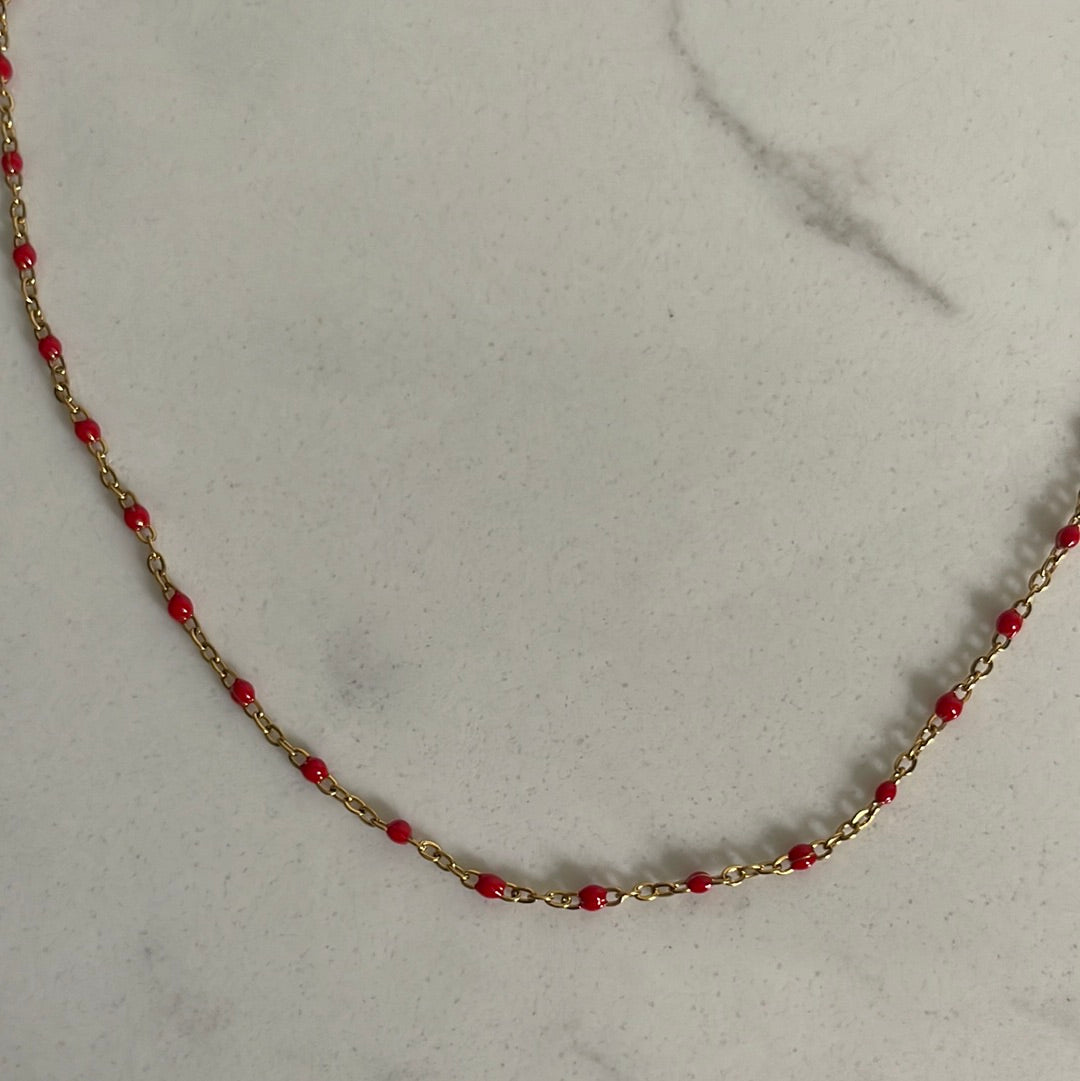 Red & gold beaded necklace