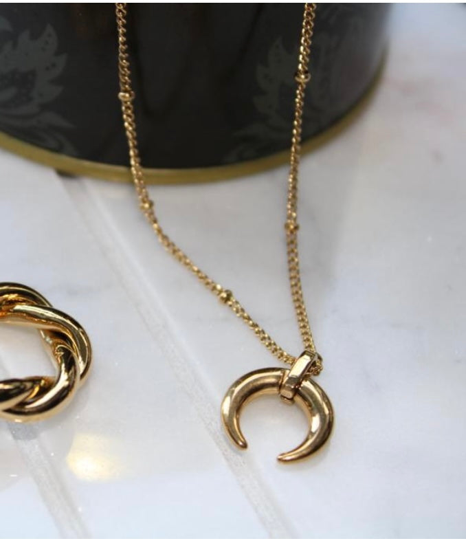 Gold crescent fine necklace 18