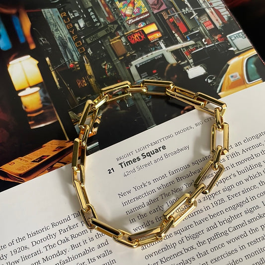 Gold rectangular link bracelet