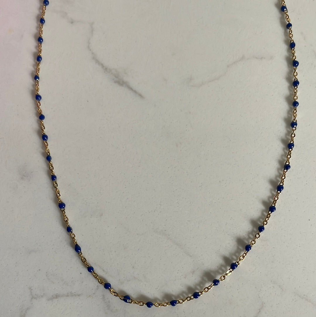 Blue & gold beaded necklace