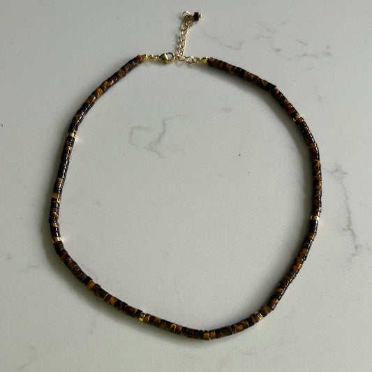 Brown tigers eye beaded necklace 05
