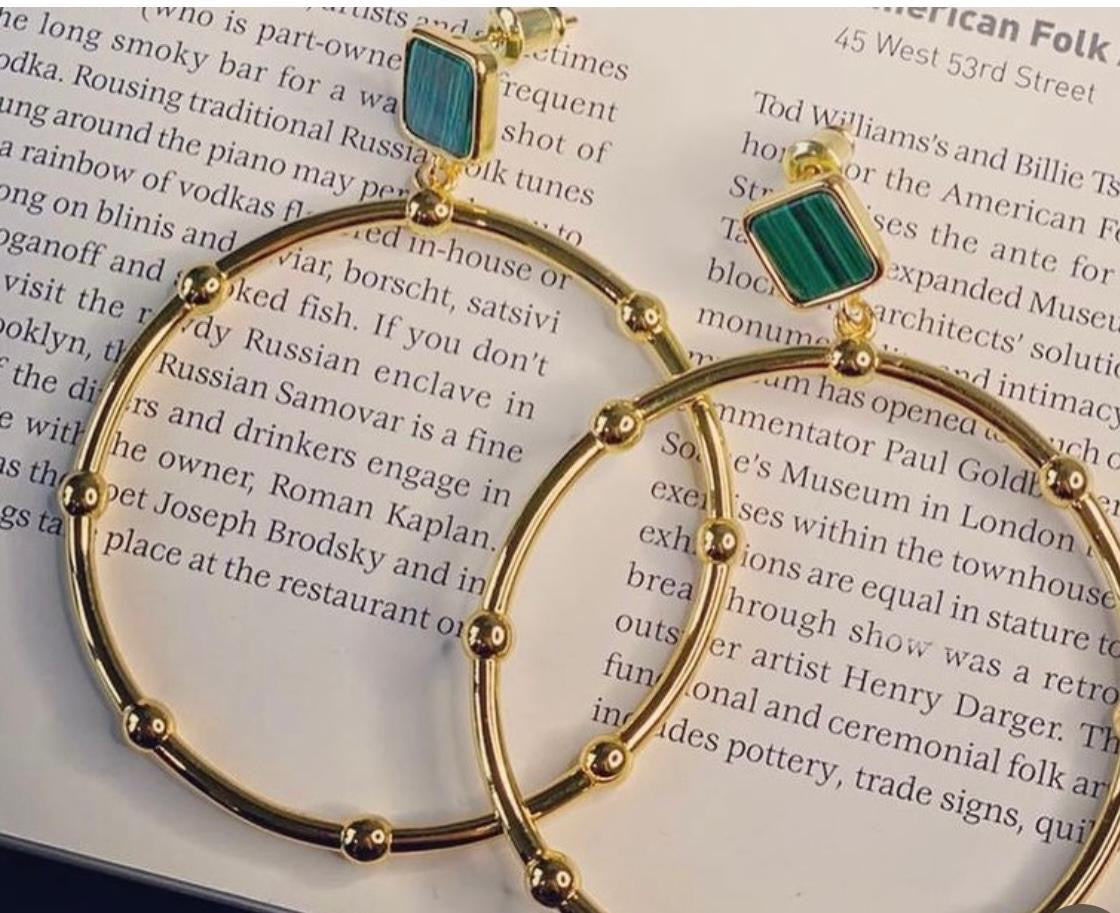 Green stud hoop 33