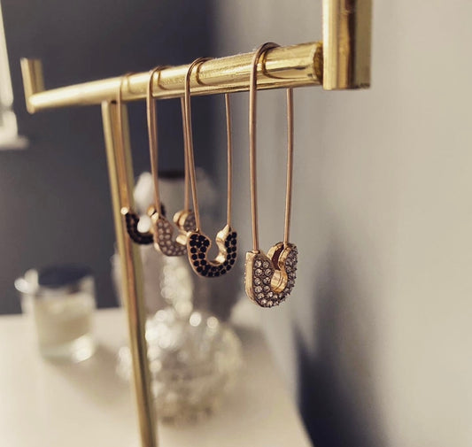 Safety pin statement earrings A16