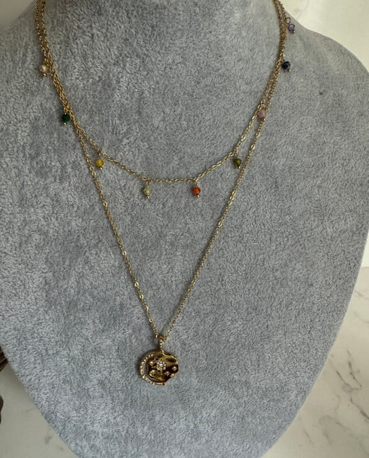 Gold pendant star gaze necklace B60
