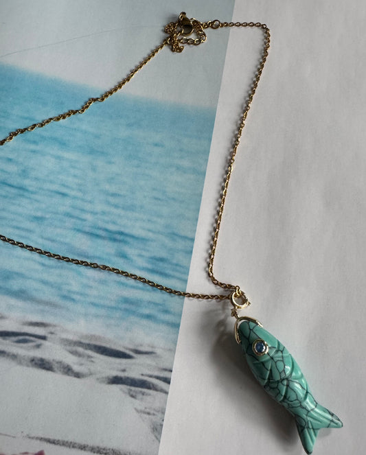 Turquoise fish pendant B6