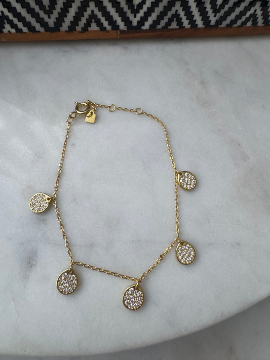 Diamanté gold droplet bracelet A72