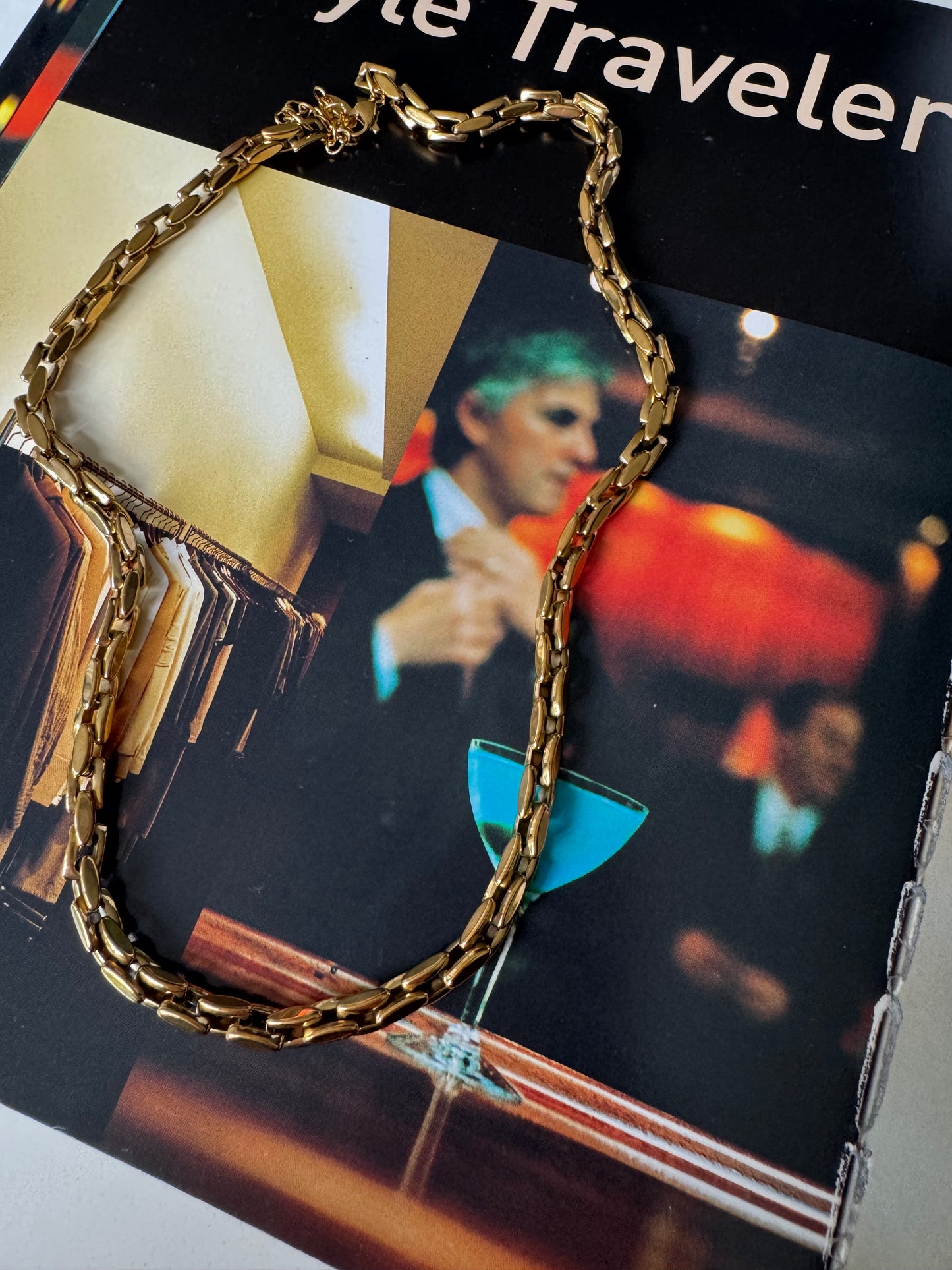 Gold link short necklace B63
