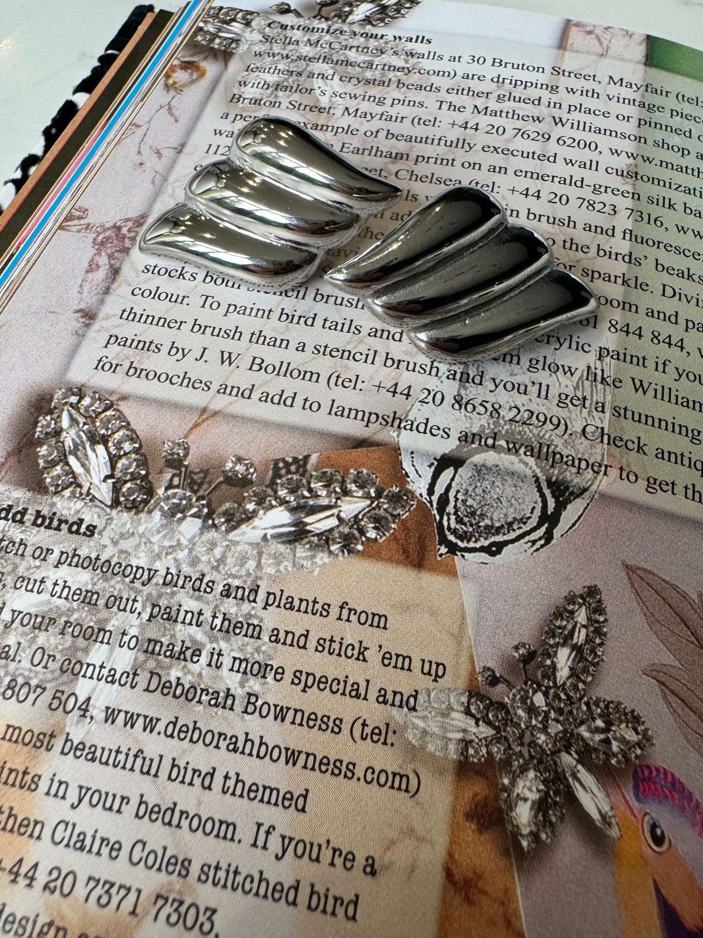 Silver / gold fan style earrings A71