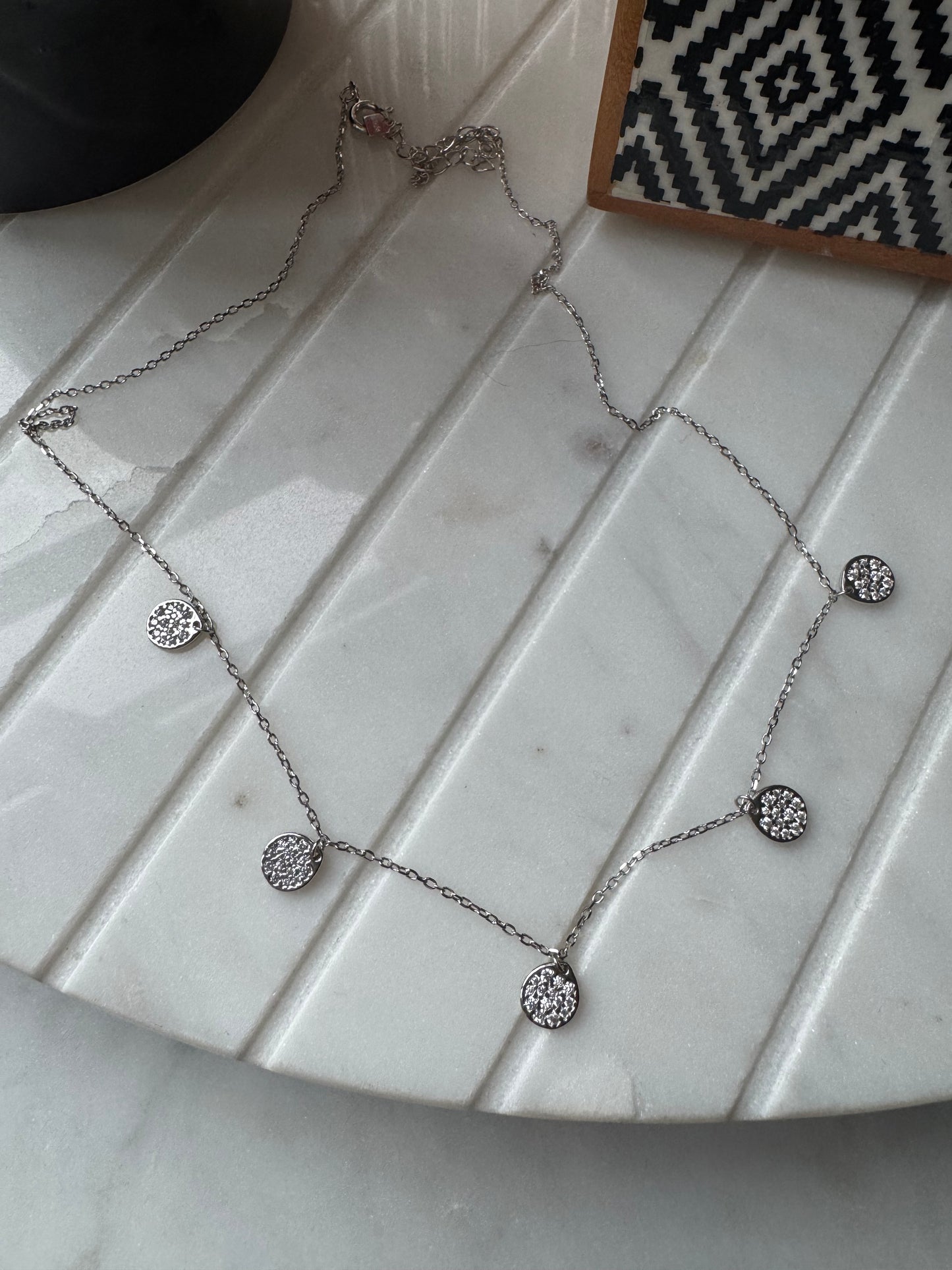 Diamanté gold / silver droplet necklace A71