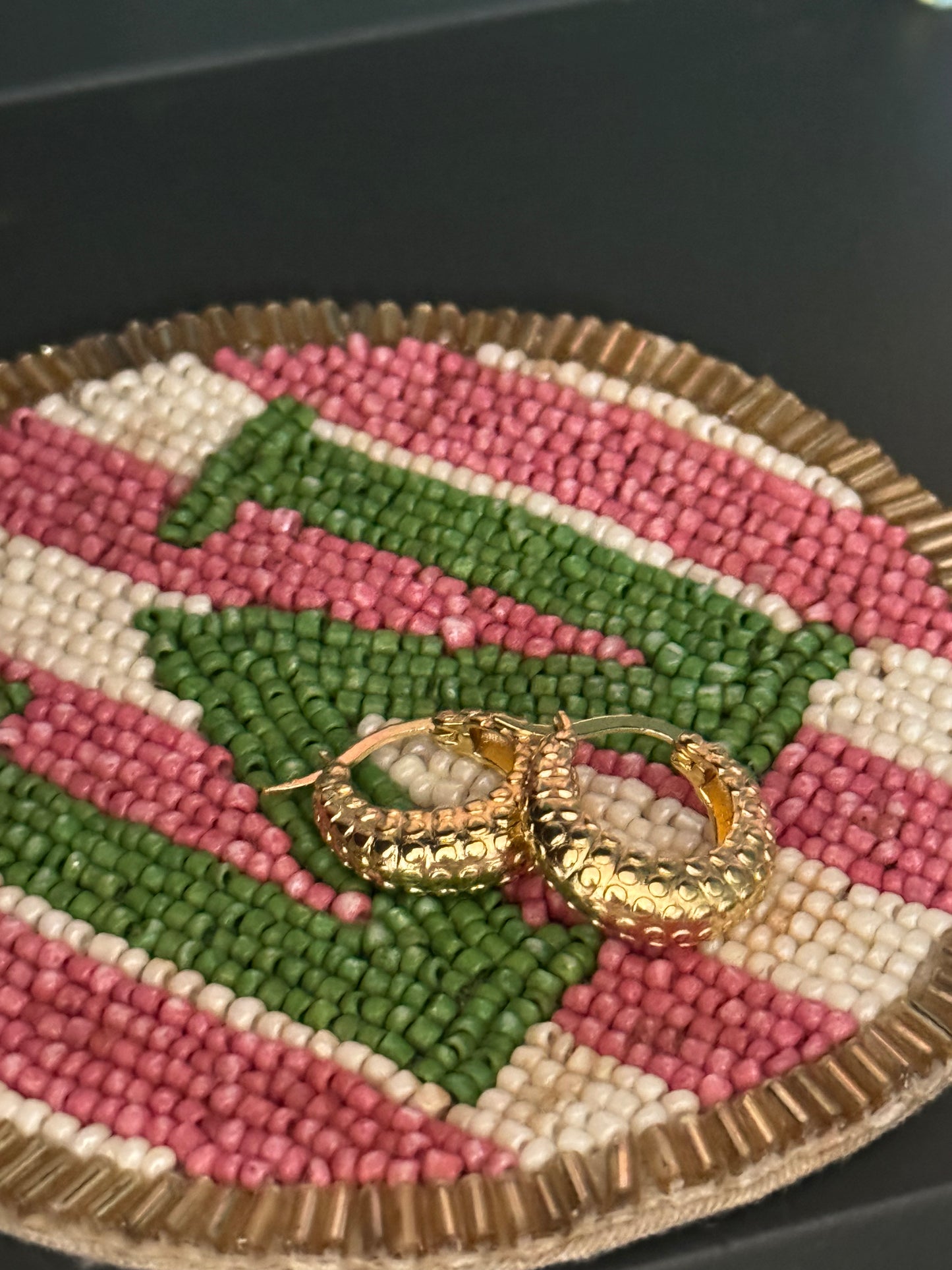 Small gold textured hoops A36
