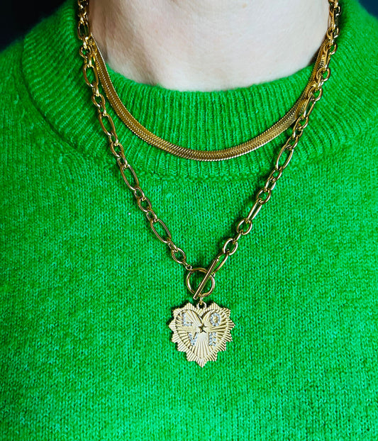 Chunky love charm necklace A38
