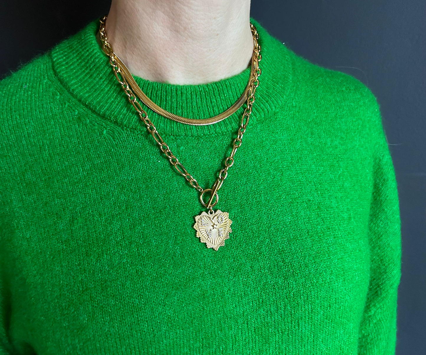 Chunky love charm necklace A38