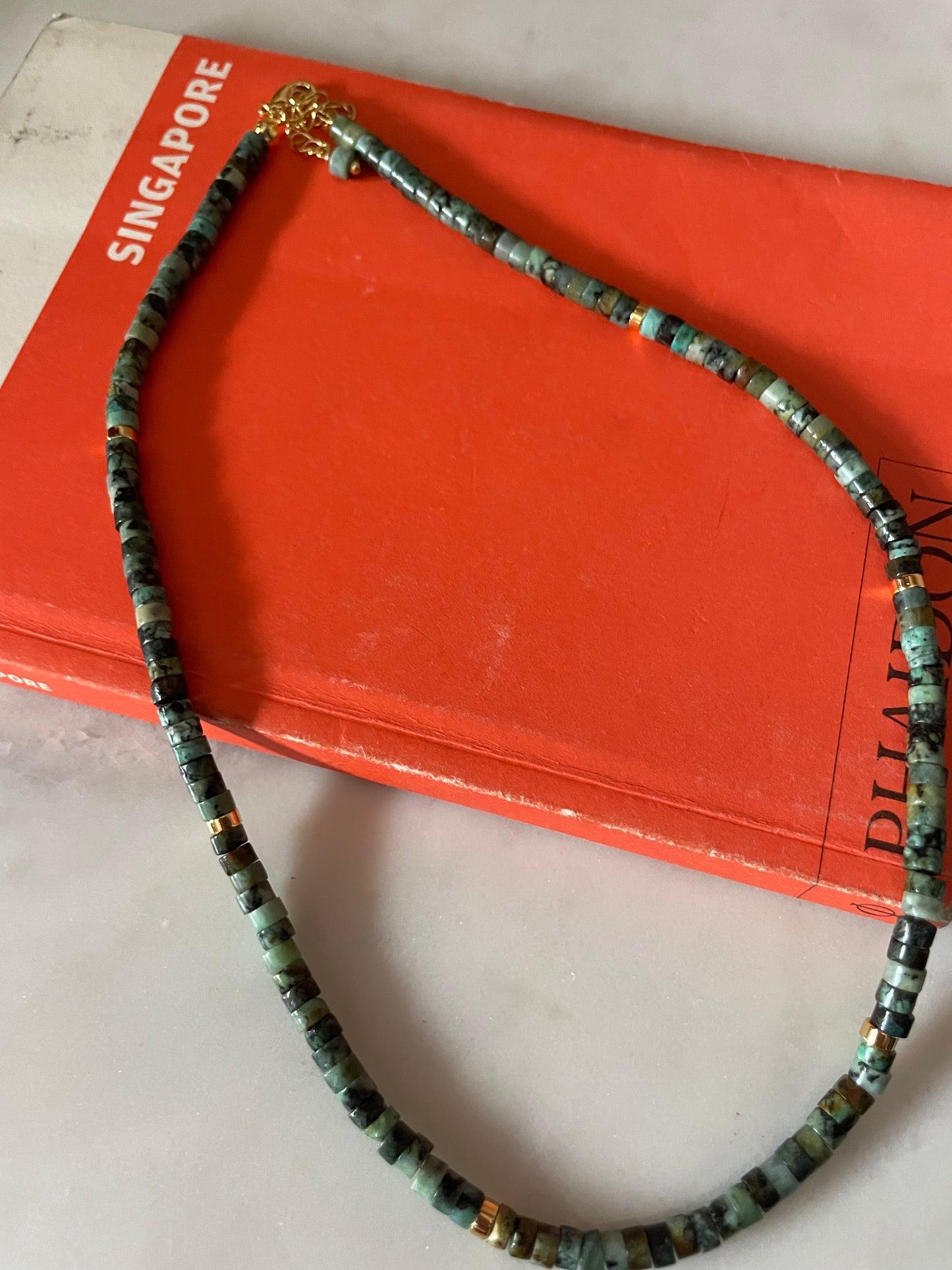Jade Green beaded necklace 35