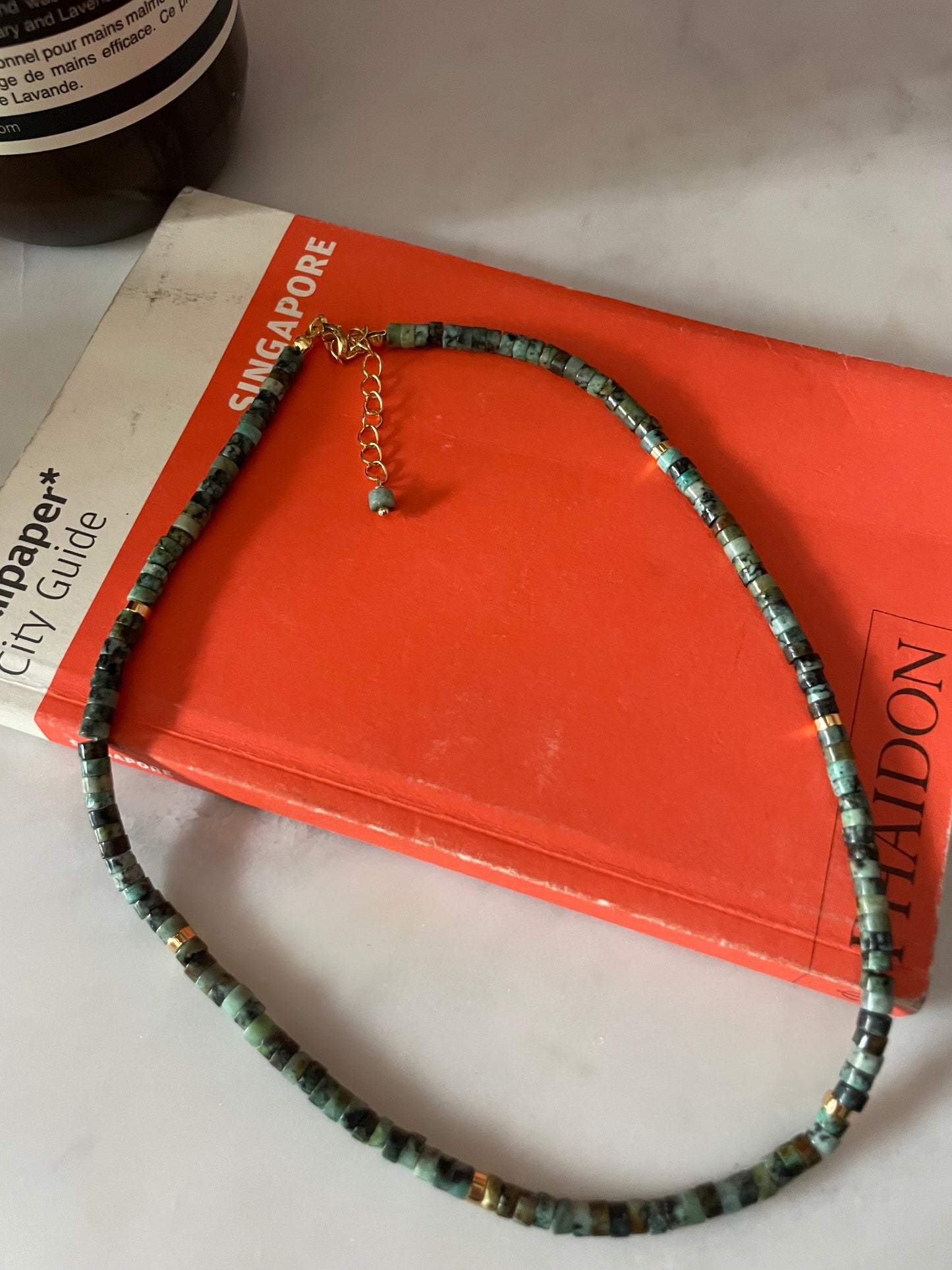 Jade Green beaded necklace 35